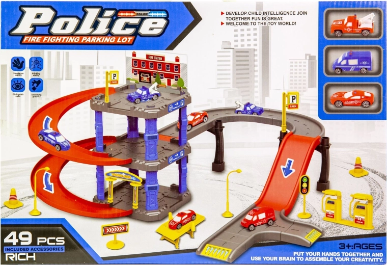 Policajné parkovisko s 3 autíčkami - 1 kus