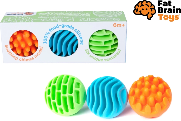 Fat Brain zmyslové loptičky Sensory Rollers – 3 ks