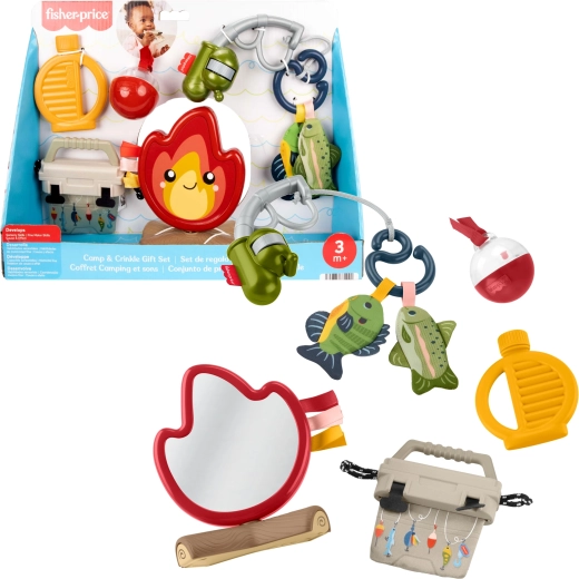 Fisher-Price darčeková senzorická sada hračiek pre bábätko Biwak Malucha (kempovanie) – 7 dielov