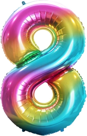 Fóliový balón číslo 8 dúhový 85 cm