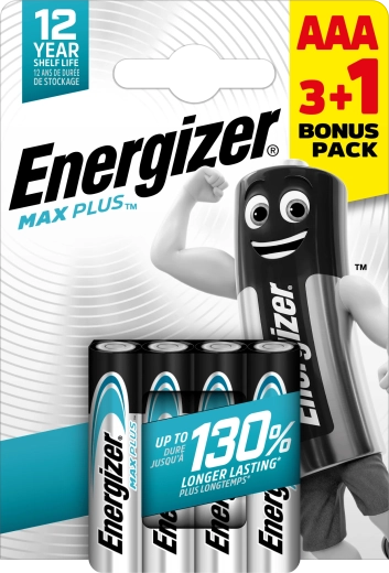 Energizer Max Plus AAA alkalické batérie 3+1 zdarma, 4 ks