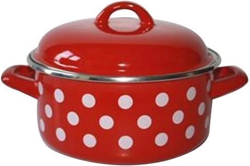 Smaltovaný kastról s pokrievkou 24 cm PUNTÍK červený 4,8 l