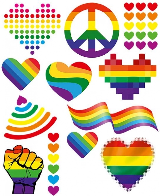 Veľký hárok s dúhovými nažehlovačkami