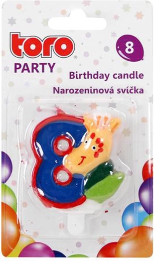 Tortová sviečka číslica 8 so žirafou, zapichovacia, 5 cm