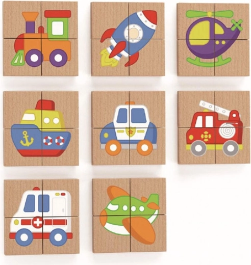Magnetická Drevená Puzzle Viga - Dopravné Prostriedky FSC Certifikát