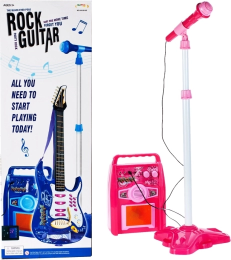 Elektrická gitara s výkonným zosilňovačom – modrá