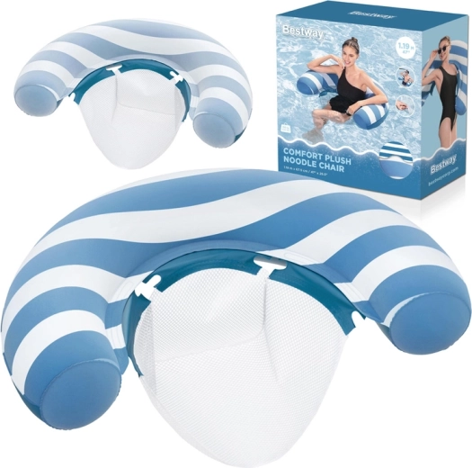 Bestway nafukovacie plávajúce kreslo s mesh sedadlom Comfort Plush, meniace farbu, 119 × 68 cm