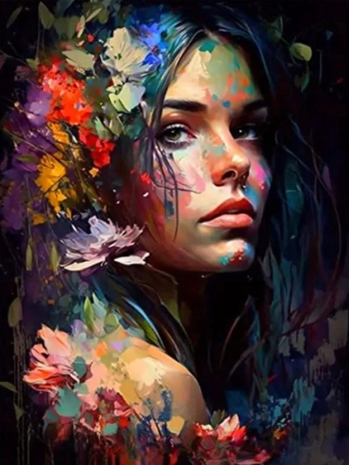 Maľovanie podľa čísel – farebná žena 40 × 50 cm