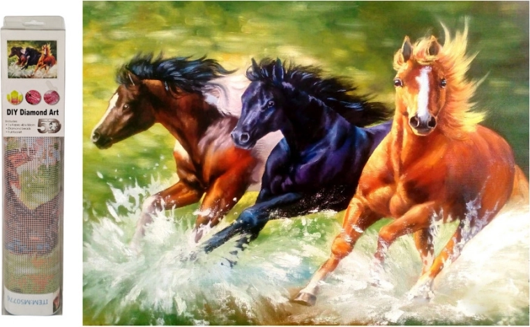 Diamantová mozaika – bežiaci kone