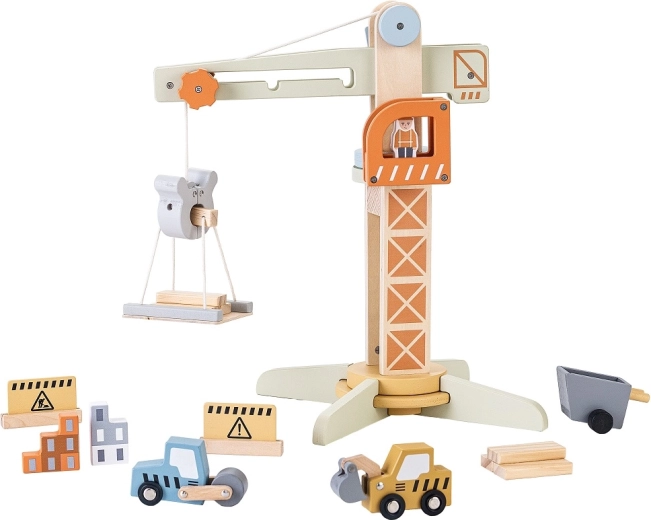 2Kids Toys drevený žeriav s príslušenstvom