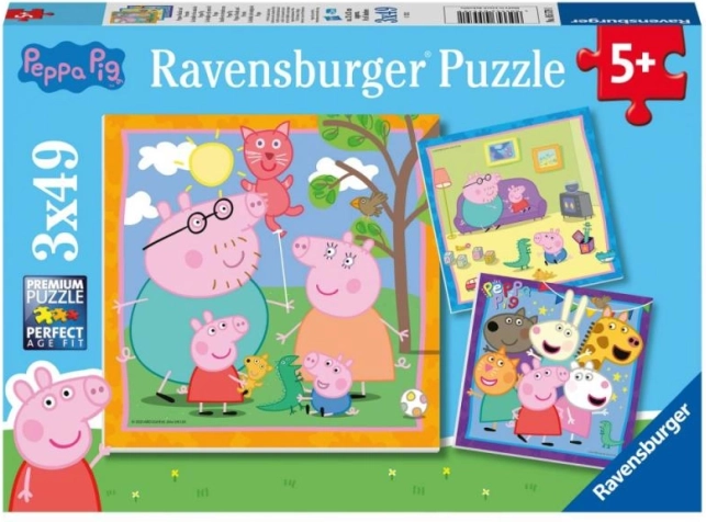 Puzzle Prasiatko Peppa 3x49 dielikov