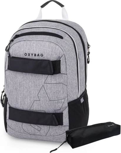 Študentský batoh a puzdro Oxybag Sport Grey Melange