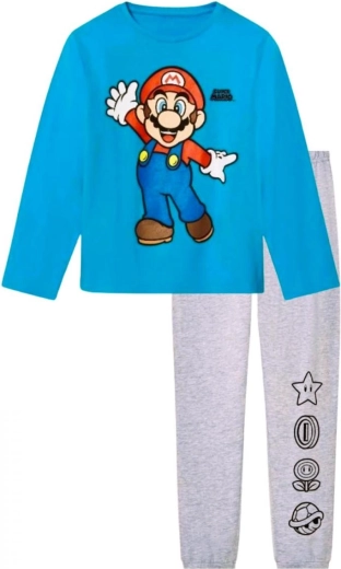 Detské pyžamo Super Mario tyrkysovo-sivé