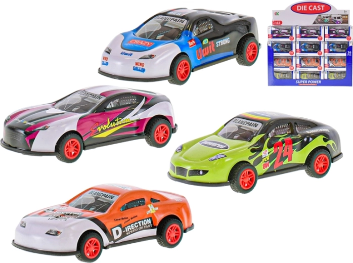 Kovové autíčko 9 cm so spätným chodom, 1:55, 4 druhy