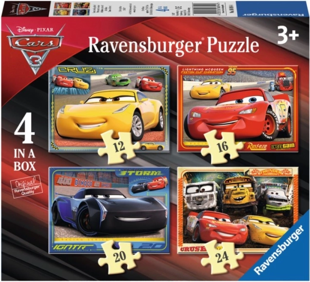 Ravensburger puzzle Autá 4v1 (12–24 dielikov)