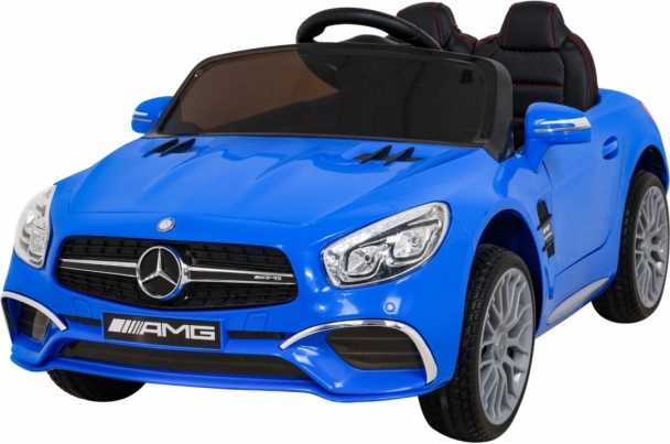 Detské elektrické autíčko MERCEDES-BENZ AMG SL 65, modré, 12 V, diaľkové ovládanie, LED, ekokoža, kolesá EVA