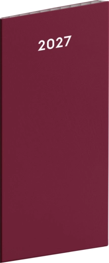 Notique vreckový diár vínový 2027 mesačný 8 × 18 cm