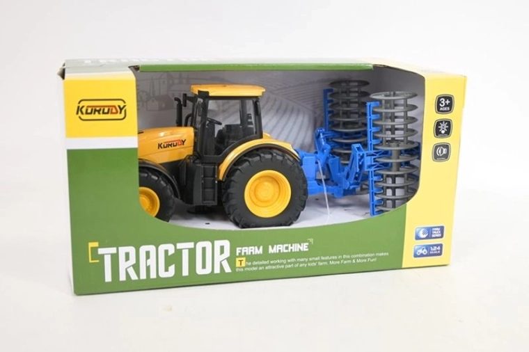 Traktor s pripojiteľným pluhom so svetlom a zvukom