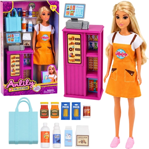 Bábika Anlily pokladníčka so supermarketom a doplnkami 30 cm