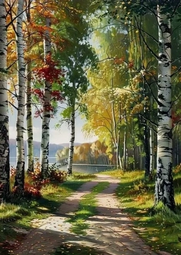 Norimpex diamantové maľovanie Cesta lesom pri jazere 30 × 40 cm