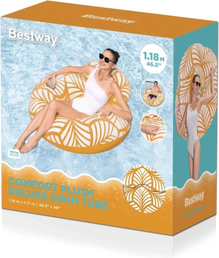 Nafukovací plávací kruh Plush deluxe s opierkou a držiakom nápoja
