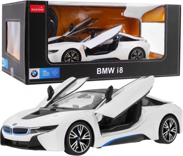 Diaľkovo ovládaný model BMW i8 1:14 biely od RASTAR, 2,4 GHz
