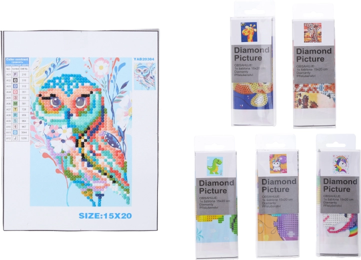 Kreatívny set diamond painting 15 × 20 cm – mix motívov