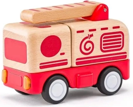 Woody drevené hasičské auto so svetlom a zvukom