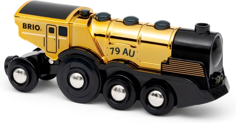 BRIO World mohutná zlatá akčná lokomotíva na batérie