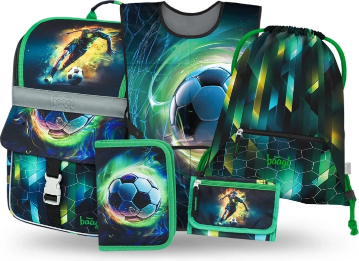 Školský set BAAGL Zippy Futbal – aktovka, peračník, vrecko, zástera a peňaženka