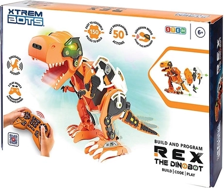 Xtrem Bots robotický dinosaurus Rex na diaľkové ovládanie (STEM stavebnica)
