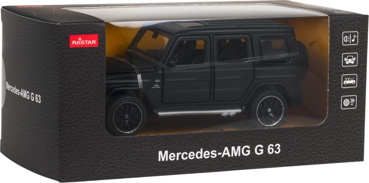 Kovový model 1:32 MERCEDES-AMG G 63 s funkciami, čierny – RASTAR