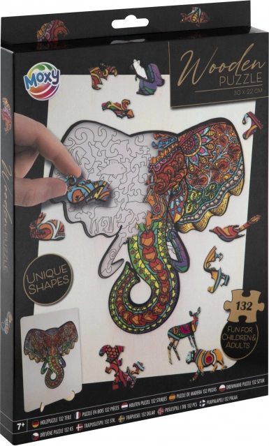 Obrysové drevené puzzle slon