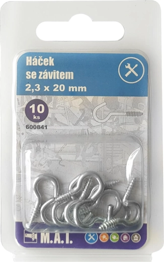 Háčik so závitom zinku 40 × 2,8 mm, balenie 10 ks