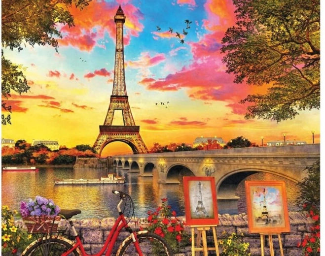 Diamantové vyšívanie (diamond painting) panoráma Paríža – Eiffelova veža 40 × 30 cm - 1 kus