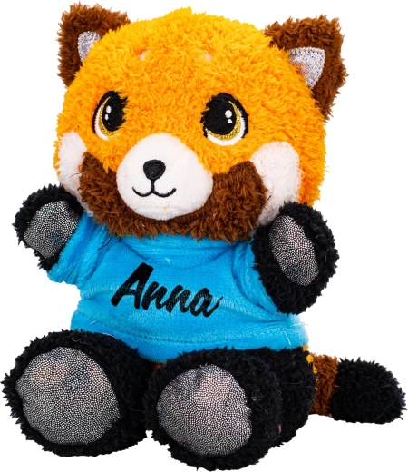 Plyšová panda červená 17 cm v tričku s potlačou