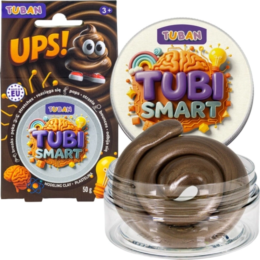 Tubi Smart senzorická plastelína Ups! hnedá s trblietkami