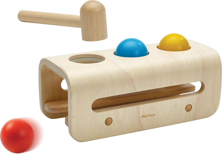 PlanToys drevená zatĺkačka s guľôčkami