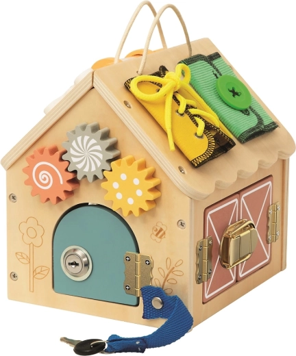 2Kids Toys drevený activity domček prírodný malý