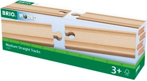 Brio stredné rovné koľaje, 4 ks (14,4 cm)
