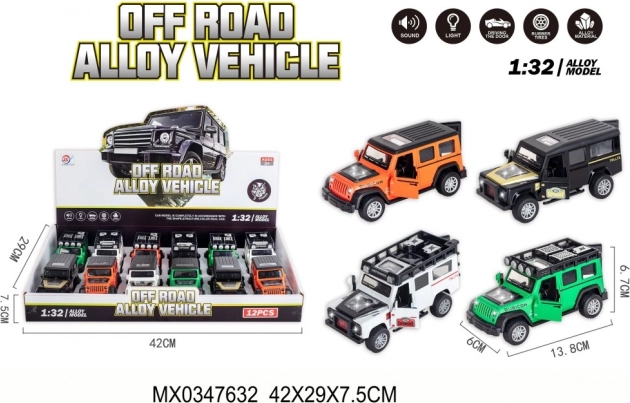 Off-road zliatinové autíčko 1:32 so zvukom a svetlom