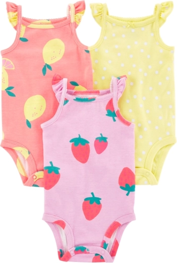 CARTER'S body na ramienka Dots Fruit pre dievčatá 3 ks – 3 m