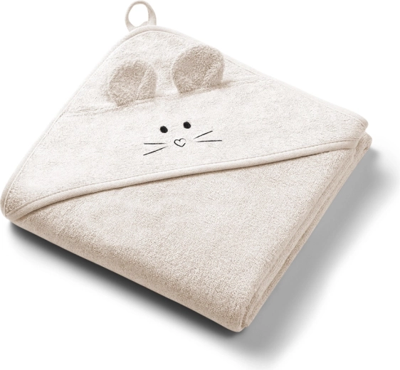 Babyono bambusová osuška s kapucňou super soft light beige 100 × 100 cm