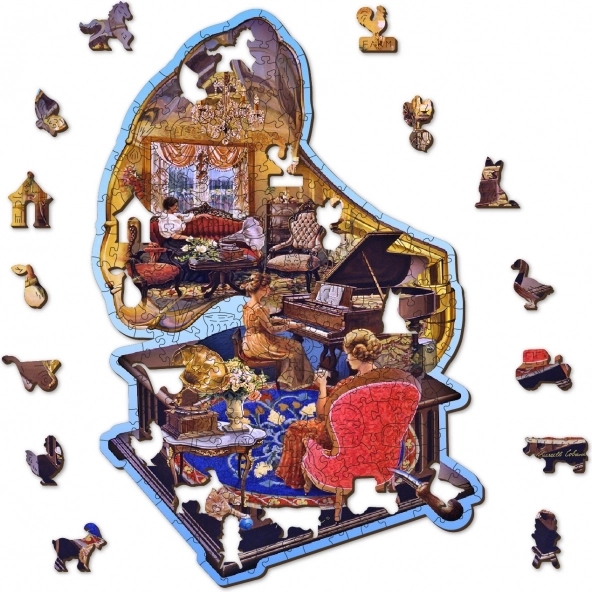 Drevené puzzle útulný gramofón – 250 dielikov, eco-friendly