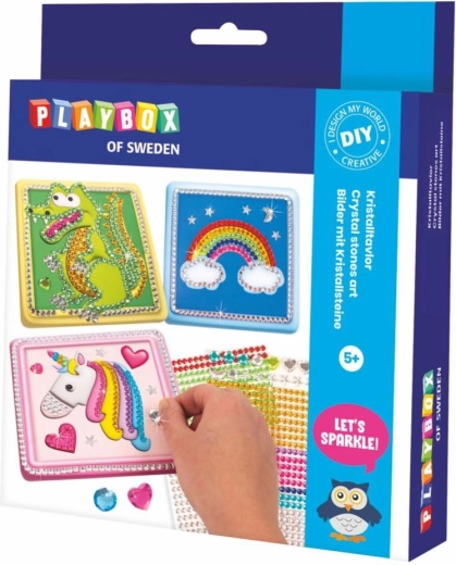 Diamantové obrázky 3 ks s doplnkami v krabici 18 × 21 cm