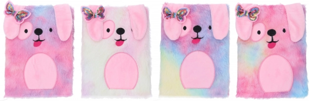 Plyšový denníček A5 so psíkom, linajkovaný, 80 listov