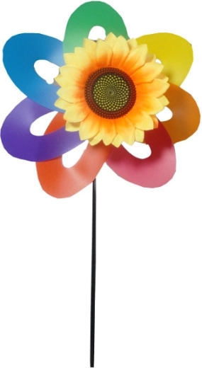 Farebný veterník v tvare slnečnice na plastovej tyčke