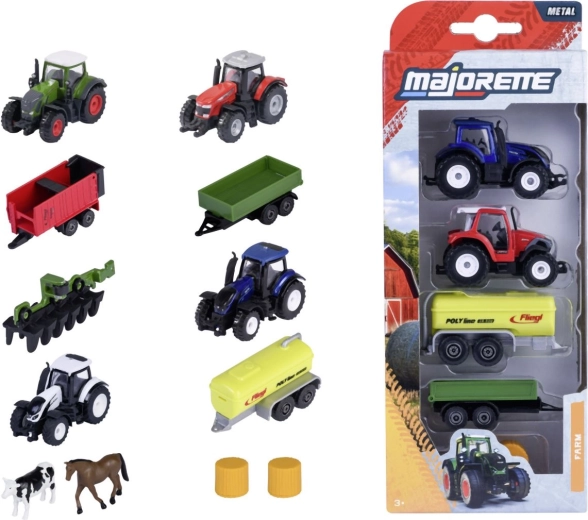Kovové farmárske vozidlá s príslušenstvom - 5 ks