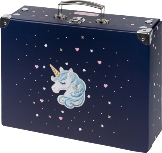 Baagl skladací školský kufrík Unicorn Gold s kovaním