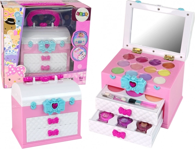 Kufrík na krásu pre deti ružový a biely